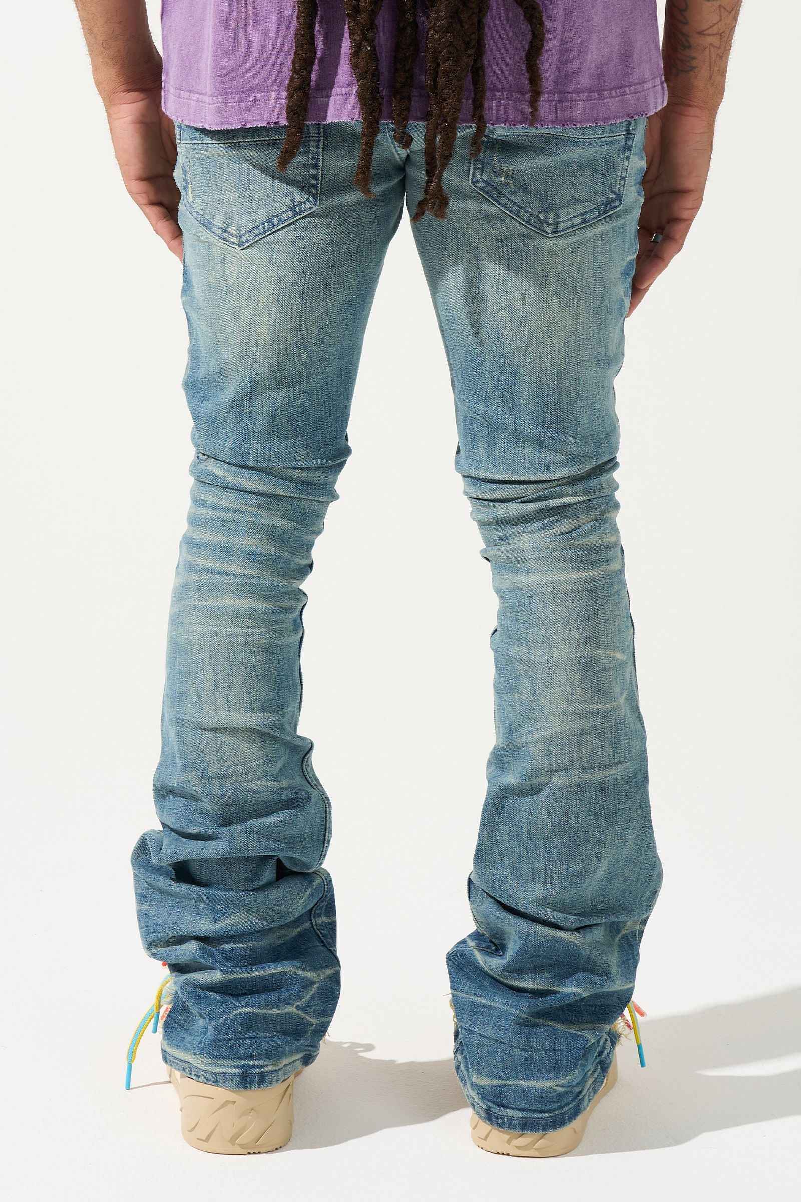 SERENEDE-Men's Stacked Jeans and Denim