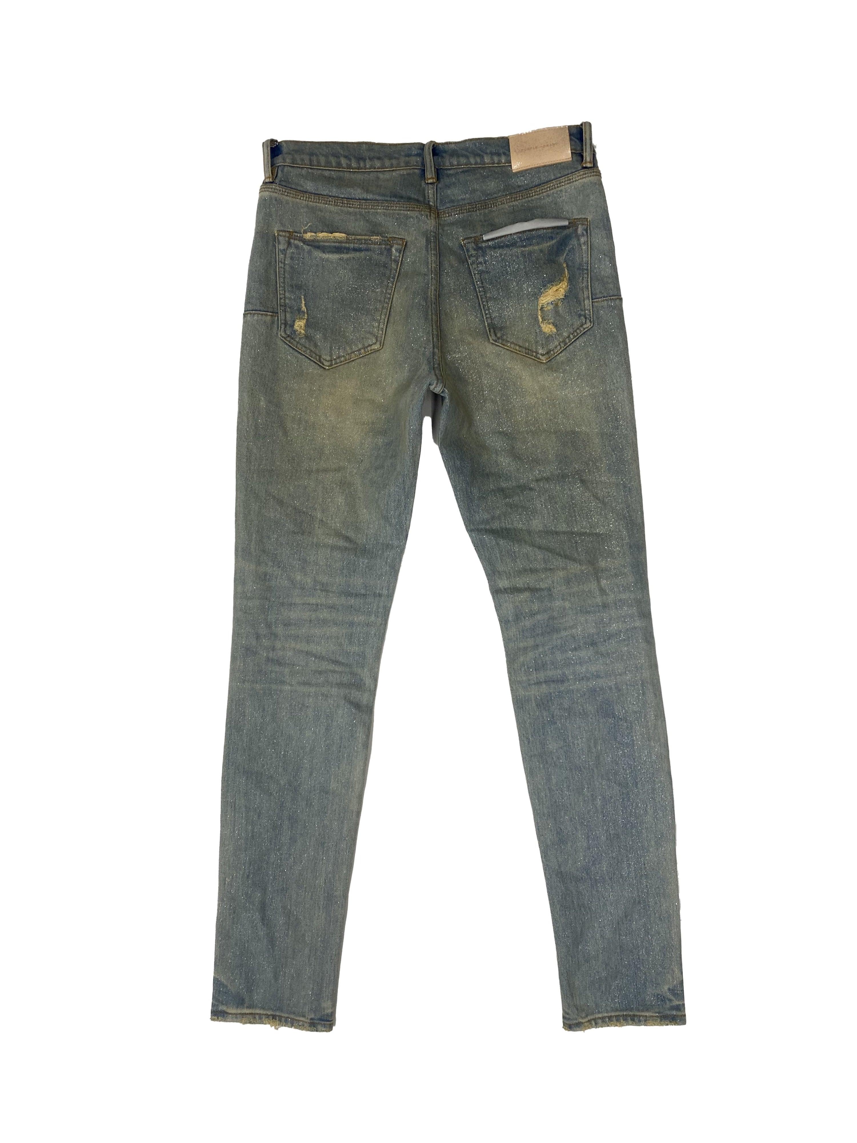 PURPLE BRAND- Dirty Coated Denim Jeans- Man- 32 - Black