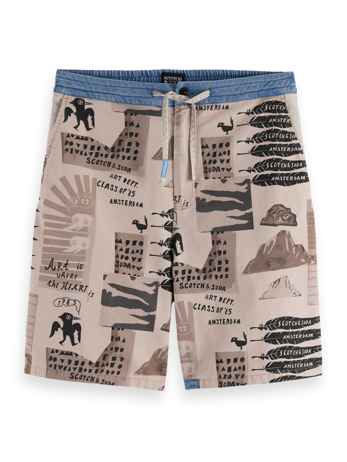 SCOTCH AND SODA Loose-Fit Printed Washed Bermuda