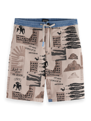 SCOTCH AND SODA Loose-Fit Printed Washed Bermuda