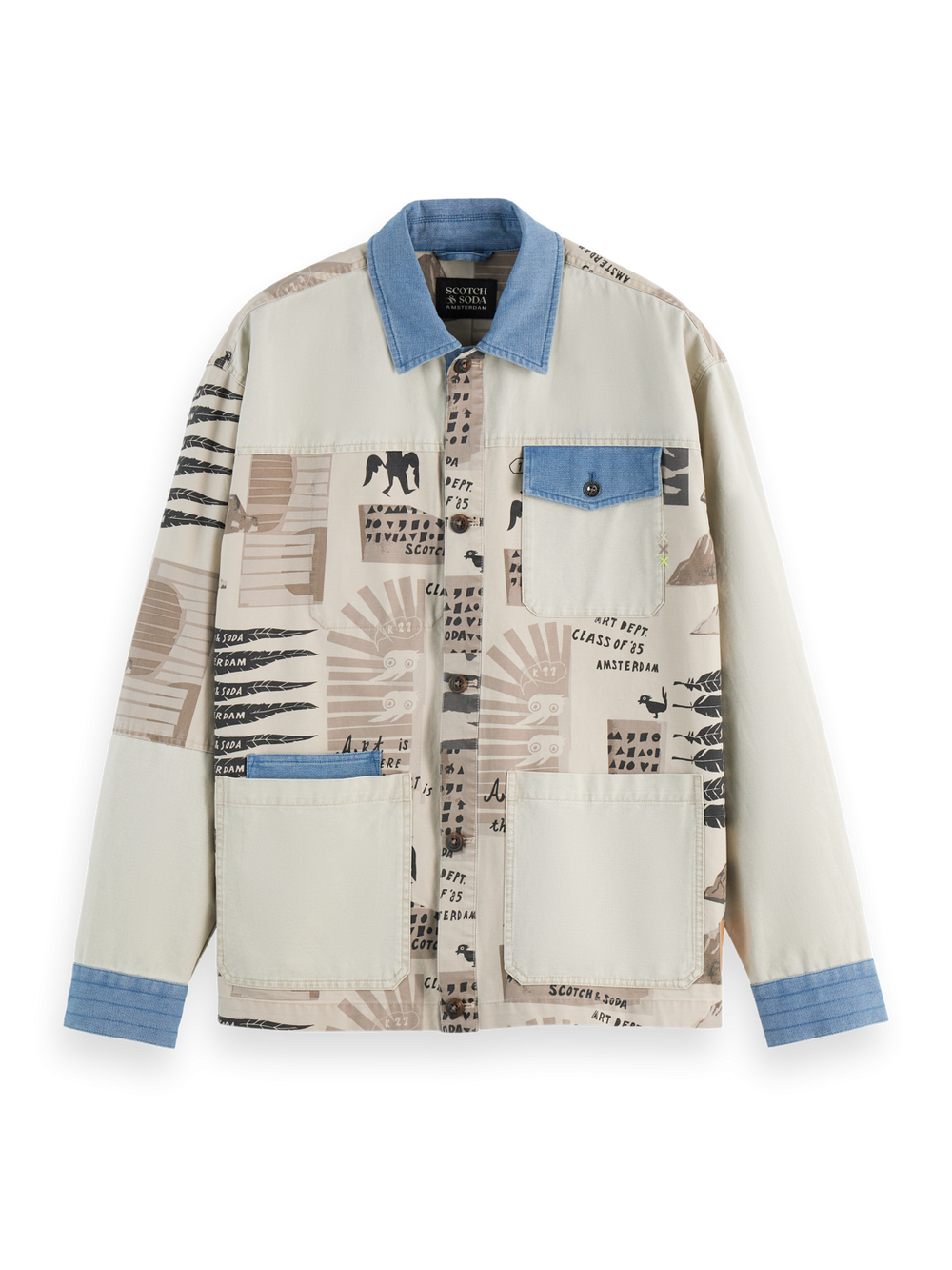 SCOTCH AND SODA Printed and Washed Colour Block Jacket - Gravity NYC