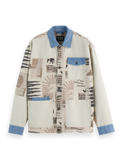 SCOTCH AND SODA Printed and Washed Colour Block Jacket