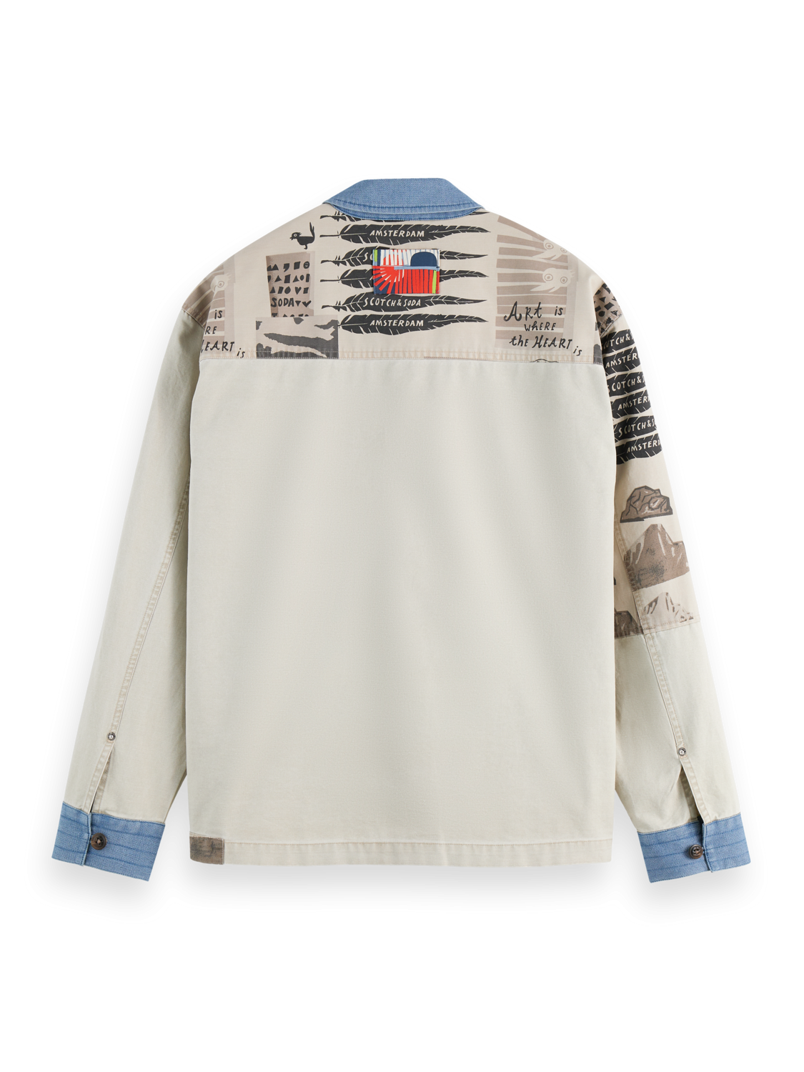 SCOTCH AND SODA Printed and Washed Colour Block Jacket