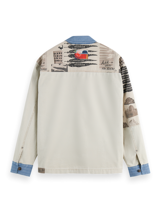 SCOTCH AND SODA Printed and Washed Colour Block Jacket
