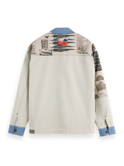 SCOTCH AND SODA Printed and Washed Colour Block Jacket