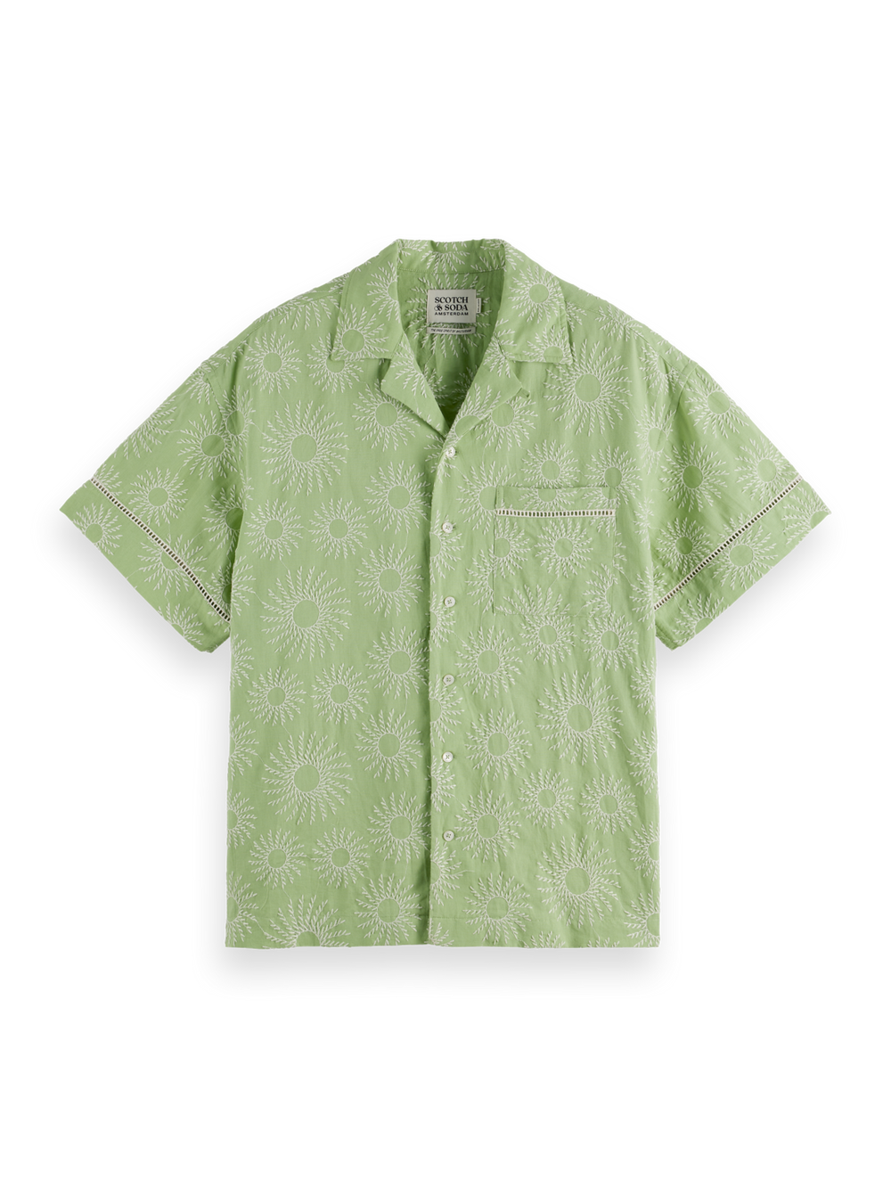 SCOTCH AND SODA Embroidered AOP Linen-Blended Relaxed-Fit Shirt - Gravity NYC