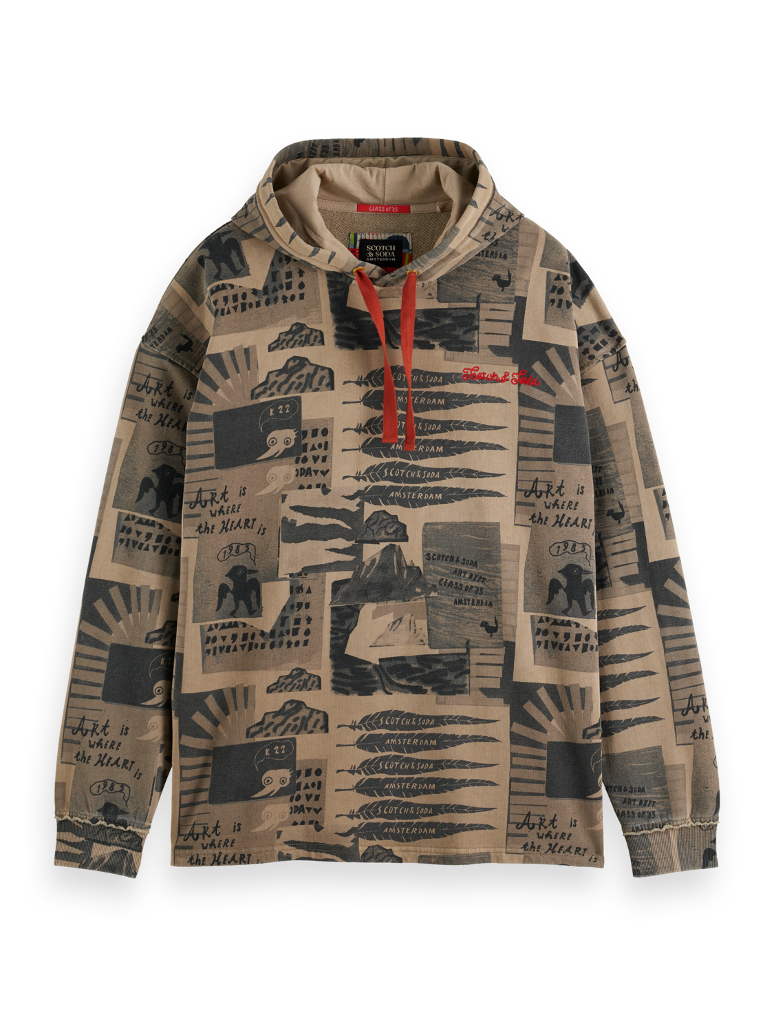 SCOTCH AND SODA Loose-Fit Overdyed All Over Printed Hoodie - Gravity NYC