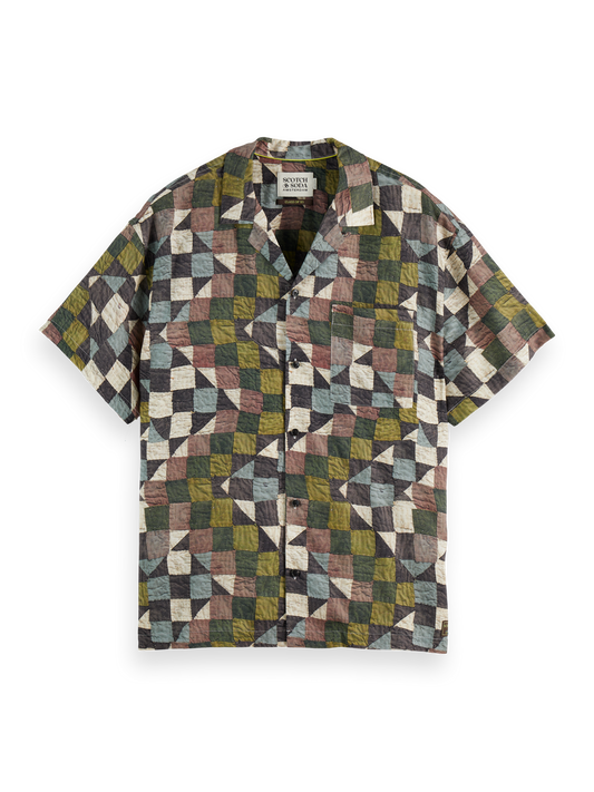 SCOTCH AND SODA Relaxed-Fit Short-Sleeved Tencel AOP Shirt - Gravity NYC