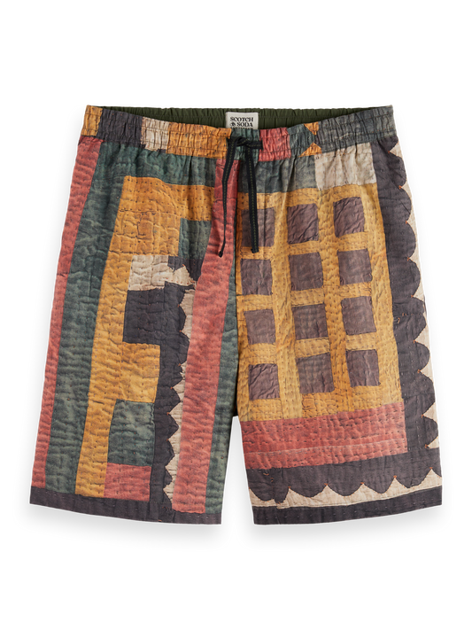 SCOTCH AND SODA Printed Patchwork Cotton-Poplin Loose-Fit Bermuda - Gravity NYC