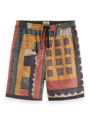 SCOTCH AND SODA Printed Patchwork Cotton-Poplin Loose-Fit Bermuda - Gravity NYC