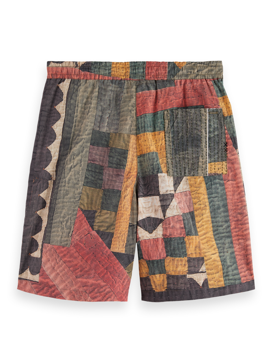 SCOTCH AND SODA Printed Patchwork Cotton-Poplin Loose-Fit Bermuda - Gravity NYC