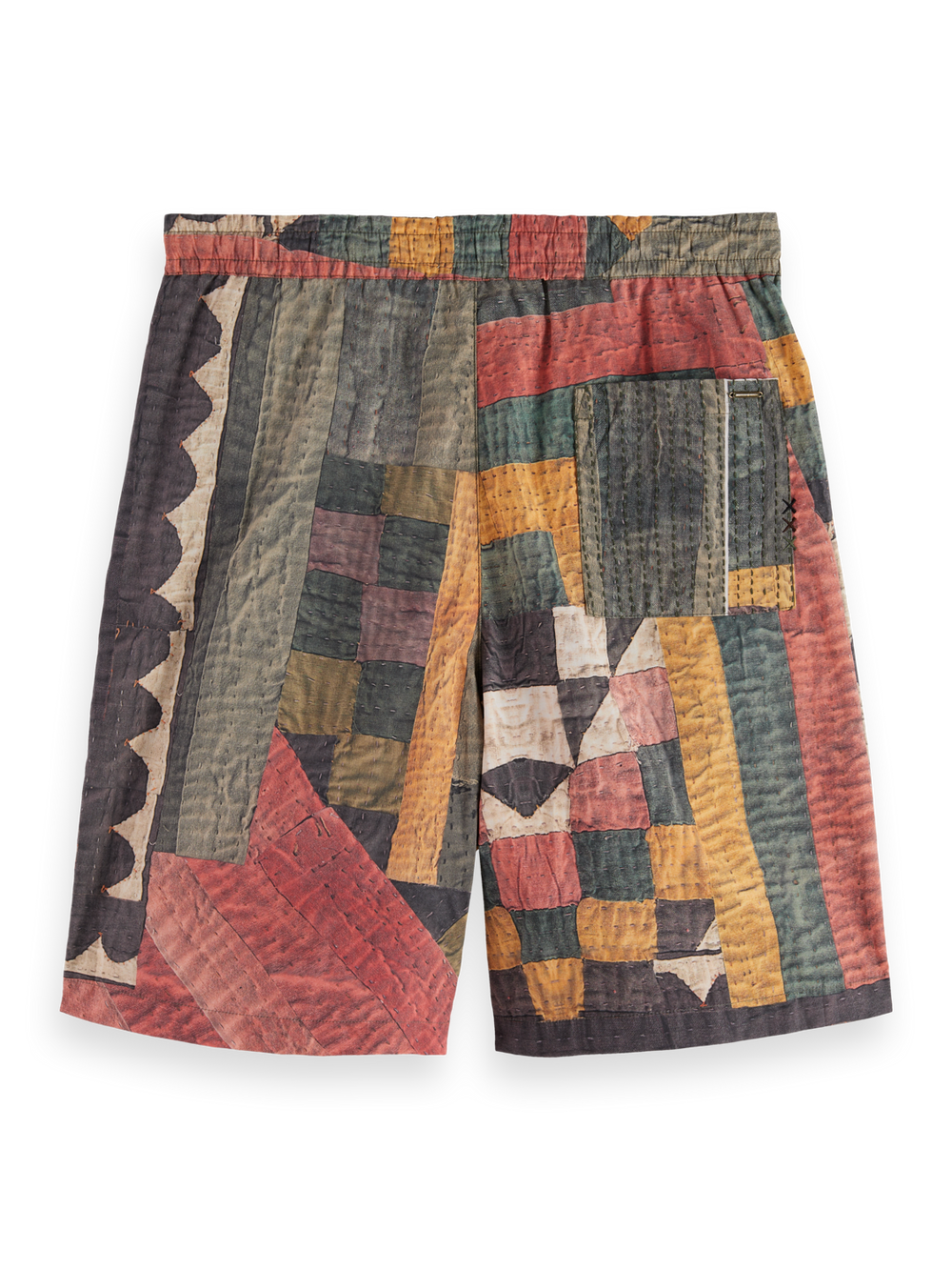 SCOTCH AND SODA Printed Patchwork Cotton-Poplin Loose-Fit Bermuda - Gravity NYC