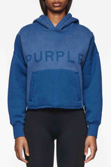 Sudadera con capucha de polar grueso con dobladillo sin rematar PURPLE BRAND W4013