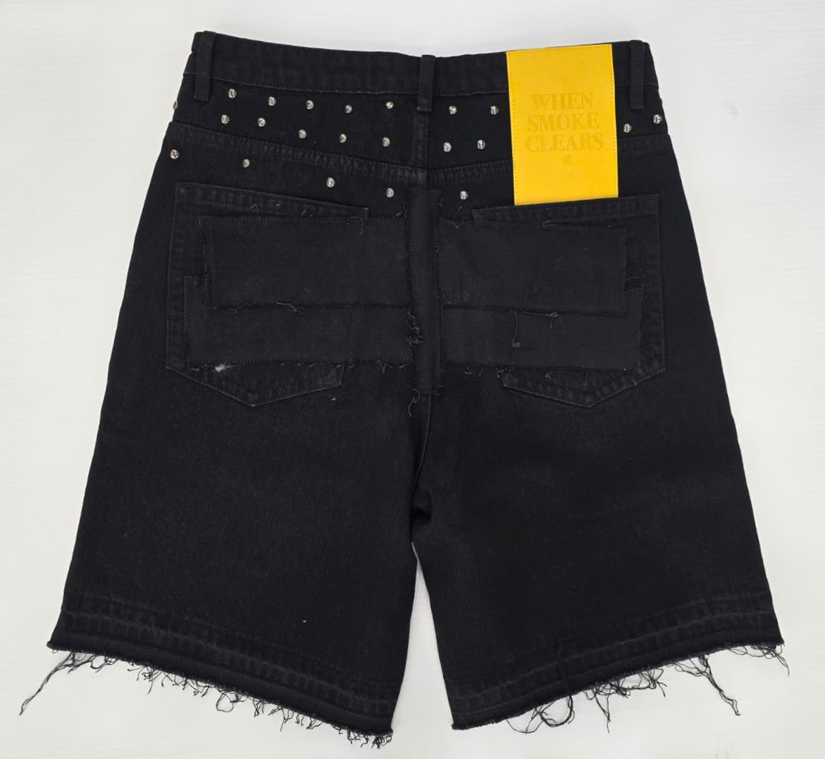 WHEN SMOKE CLEARS Pantalones cortos de mezclilla remendados Stargaze Imagen secundaria del producto