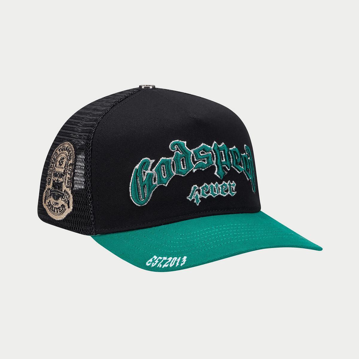 GODSPEED GS FOREVER TRUCKER HAT BLACK/ JET GREEN Gravity NYC