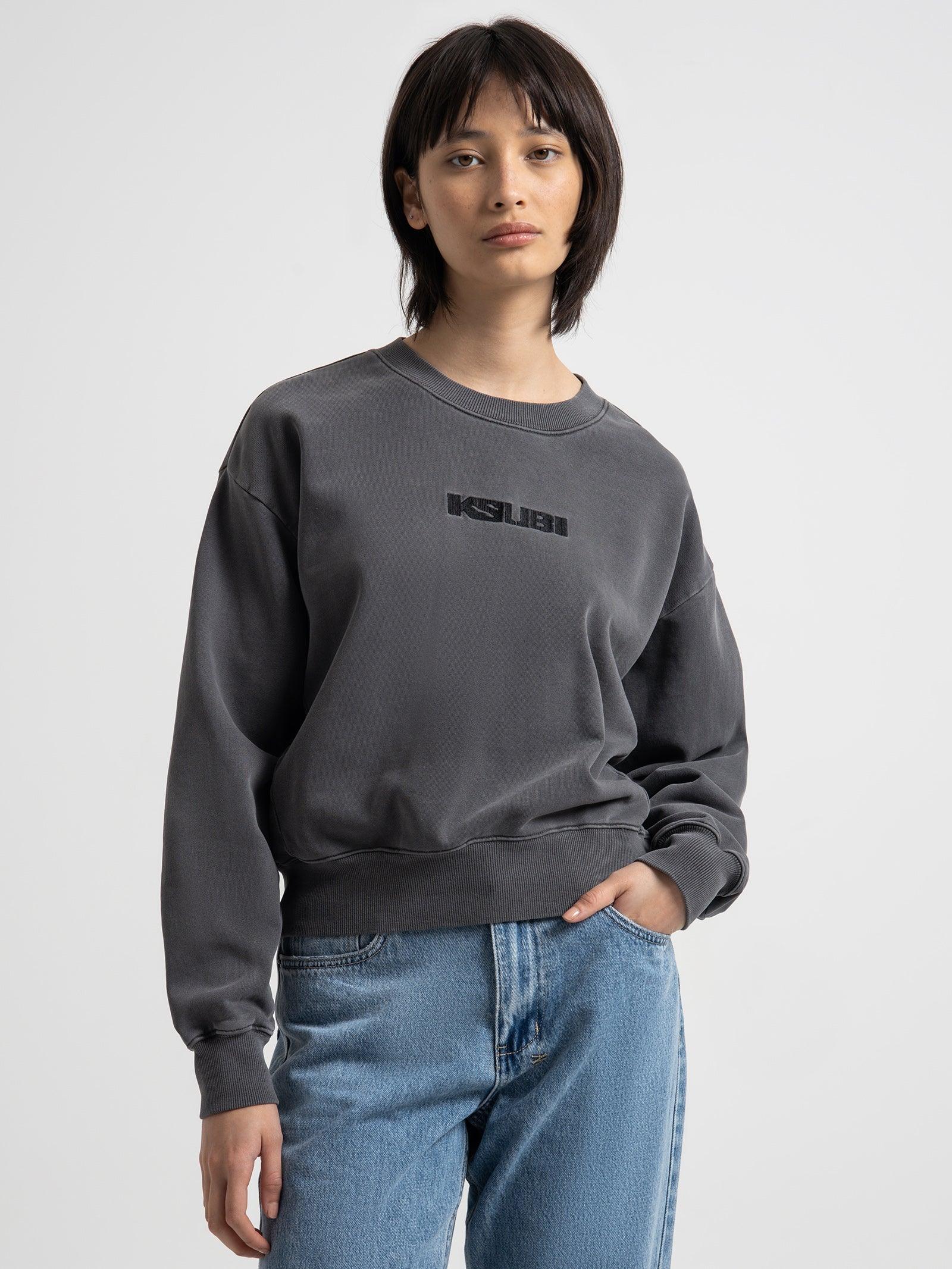 KSUBI Women's Sott Klassic Crew Sweat in Cinder Gravity NYC