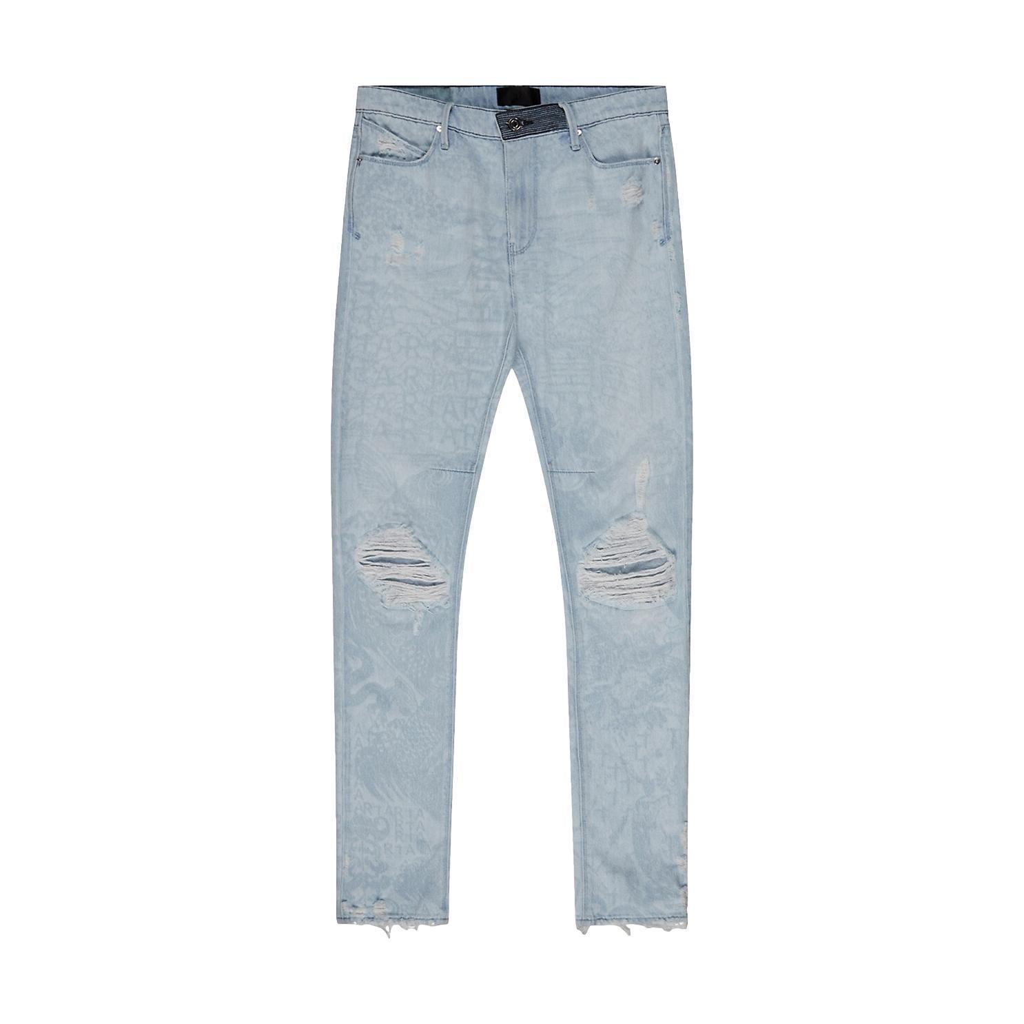 RTA Denis Mini Flare Distressed Porcelain Jeans Gravity NYC